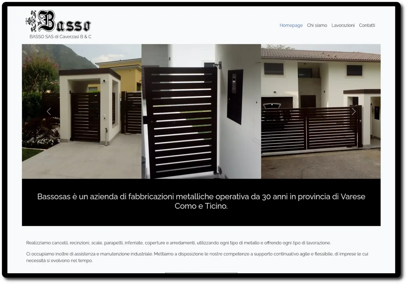 homepage screenshot basso sas